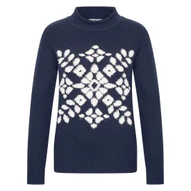 Hv Polo Pria Navy Snowflake Polo Neck Jumper