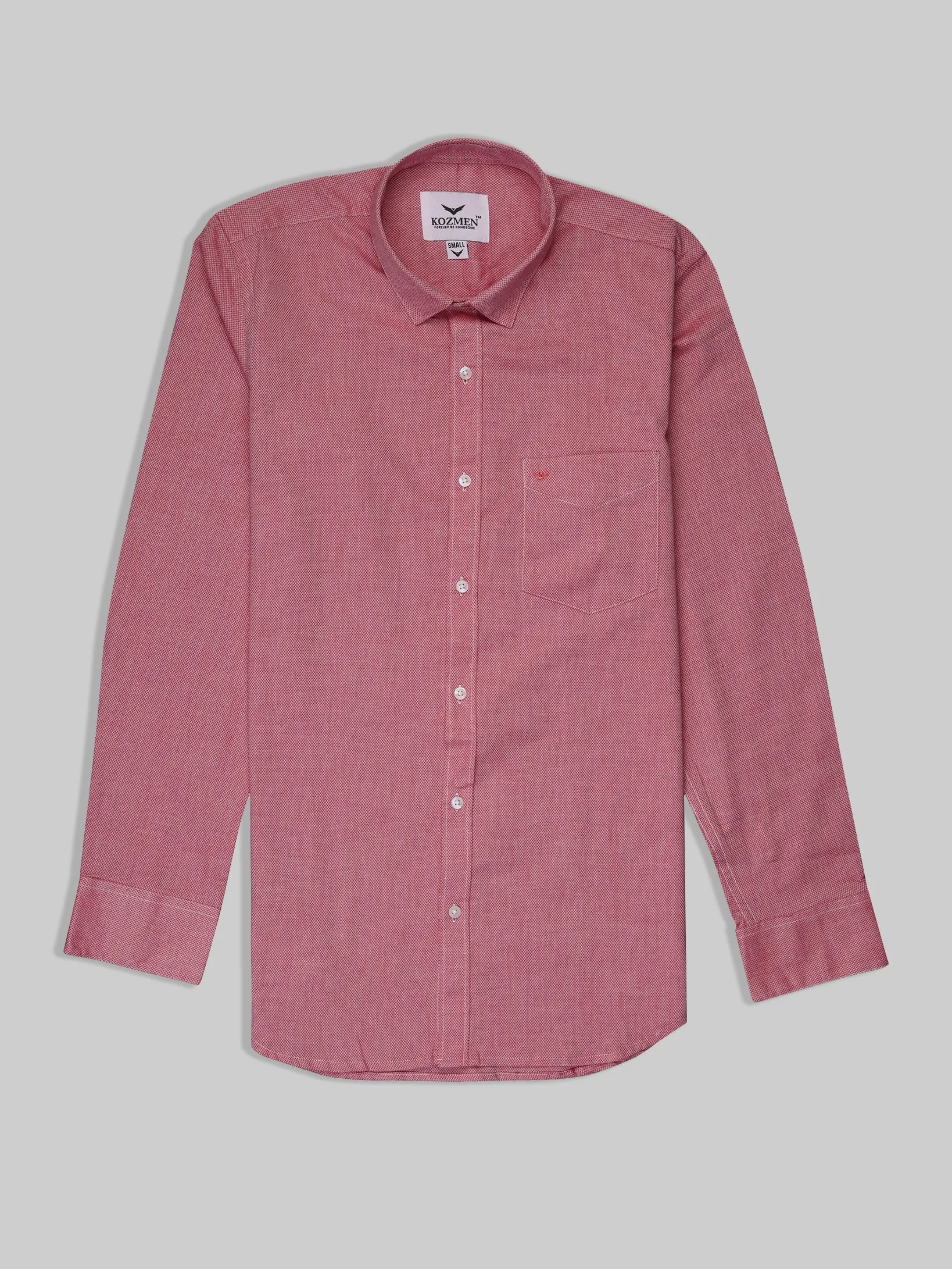 Kelvin Pink and White Micro Print Cotton Shirt