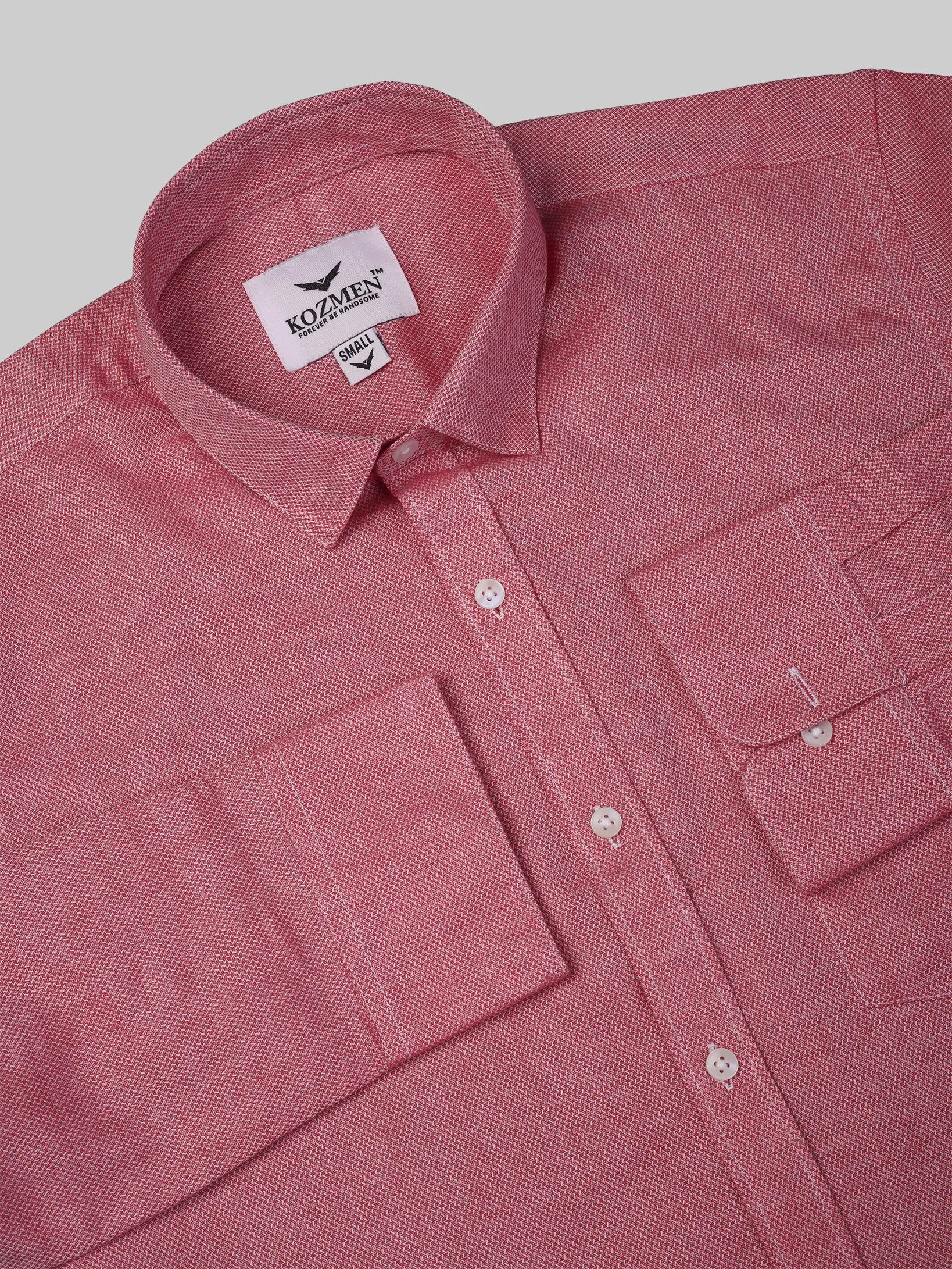 Kelvin Pink and White Micro Print Cotton Shirt