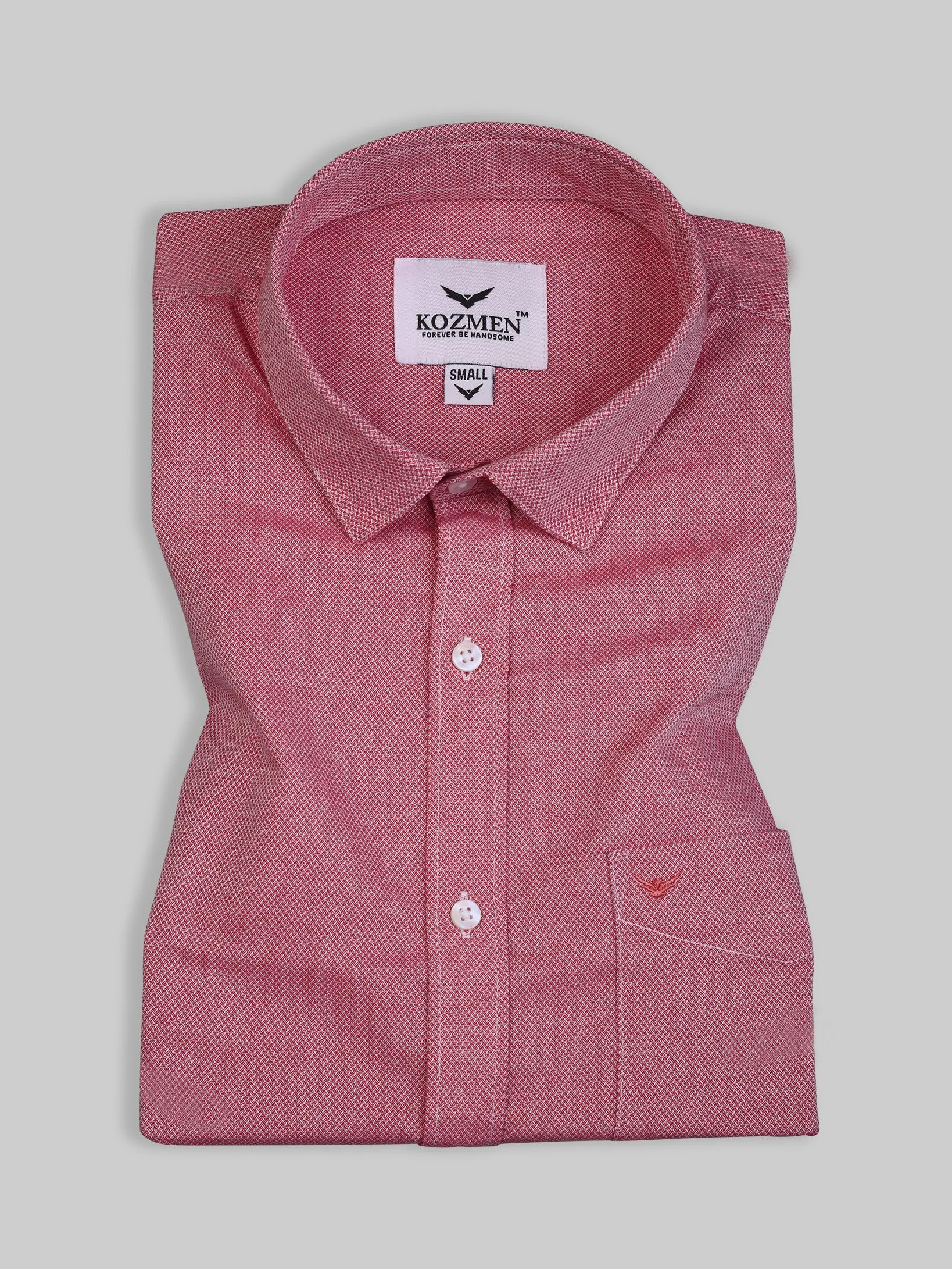 Kelvin Pink and White Micro Print Cotton Shirt