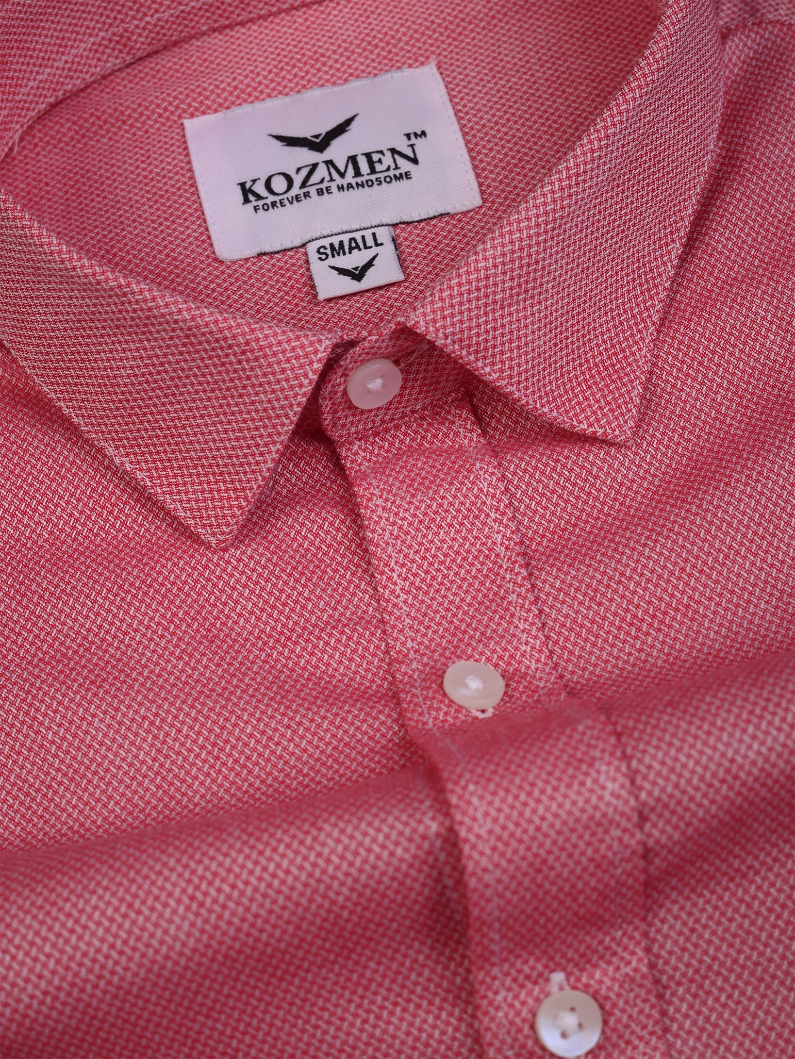 Kelvin Pink and White Micro Print Cotton Shirt