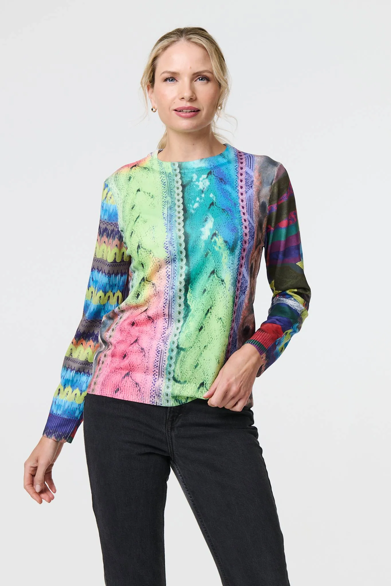 Knit Print Long Sleeve Jumper