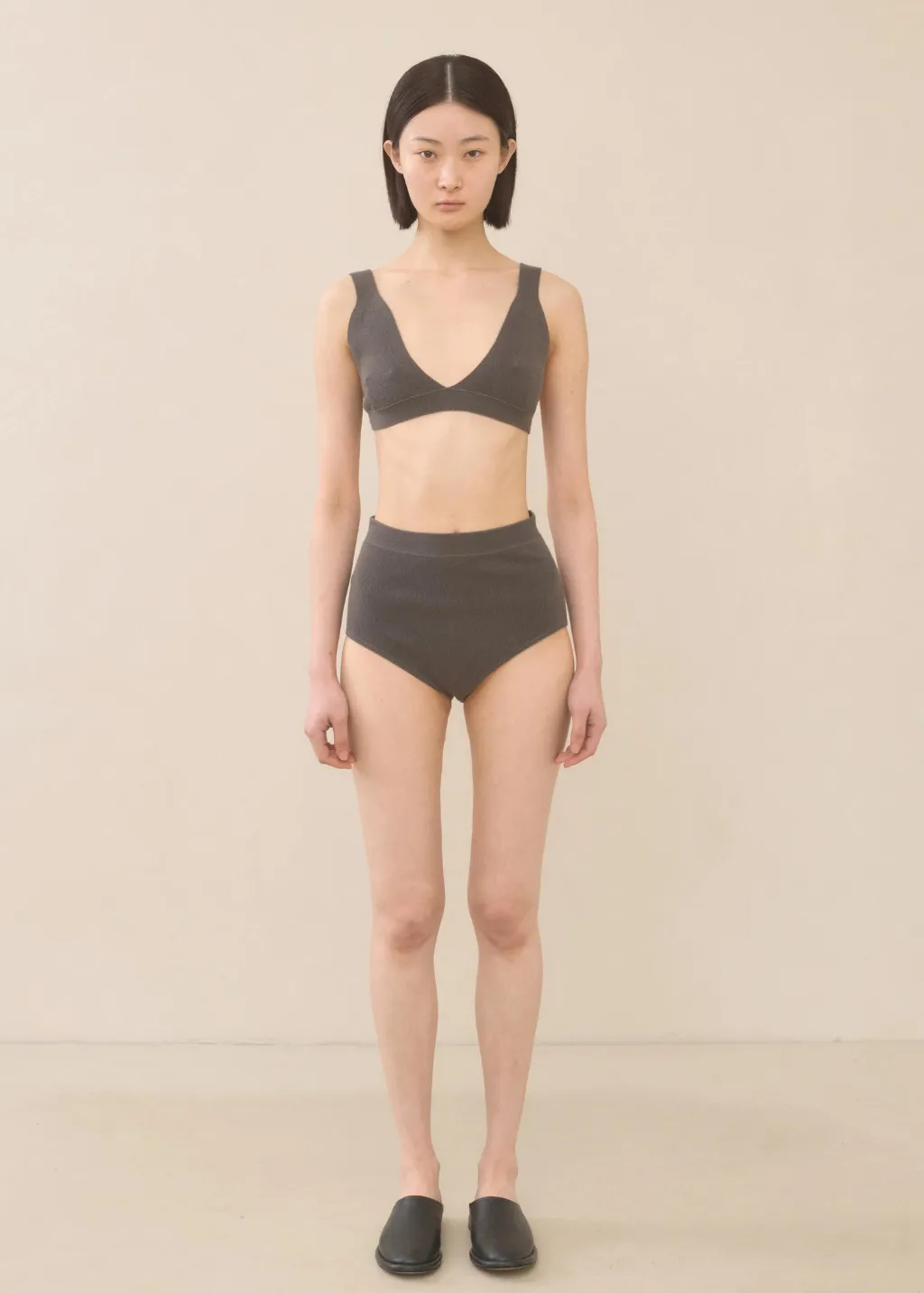 Lauren Manoogian Rib Triangle Bralette in Coal