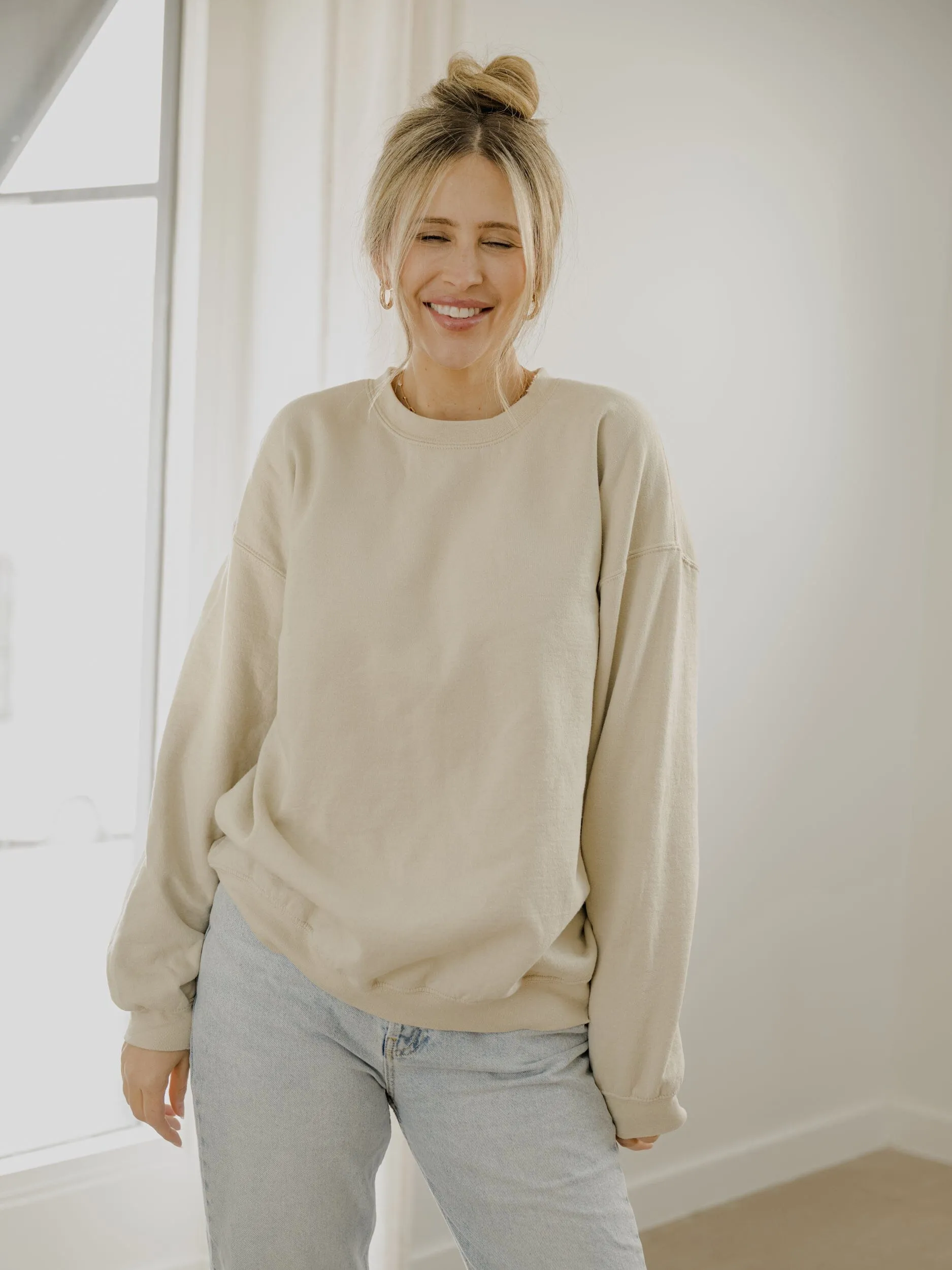 LivyLu Blank Thrifted Sand Sweatshirt