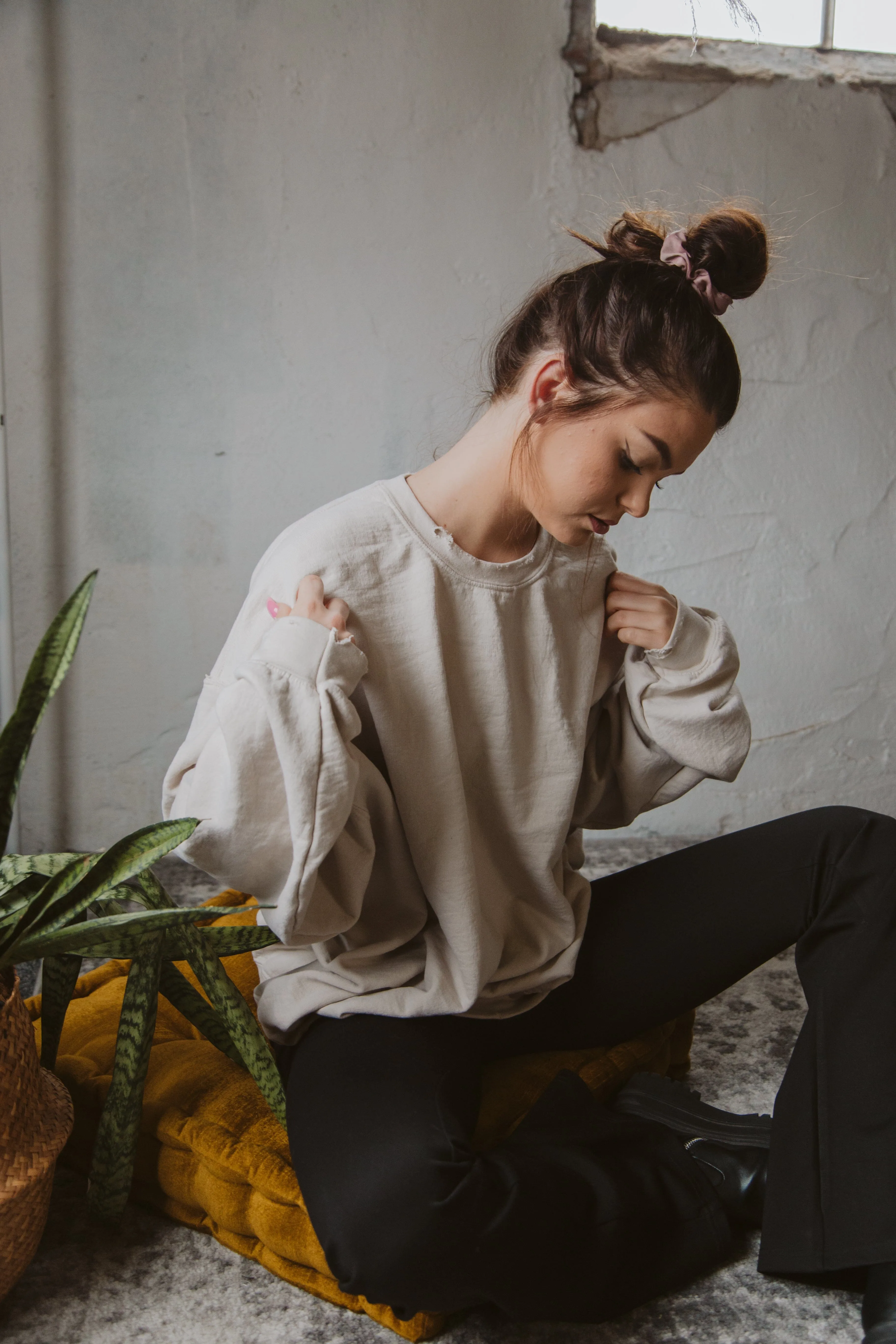 LivyLu Blank Thrifted Sand Sweatshirt