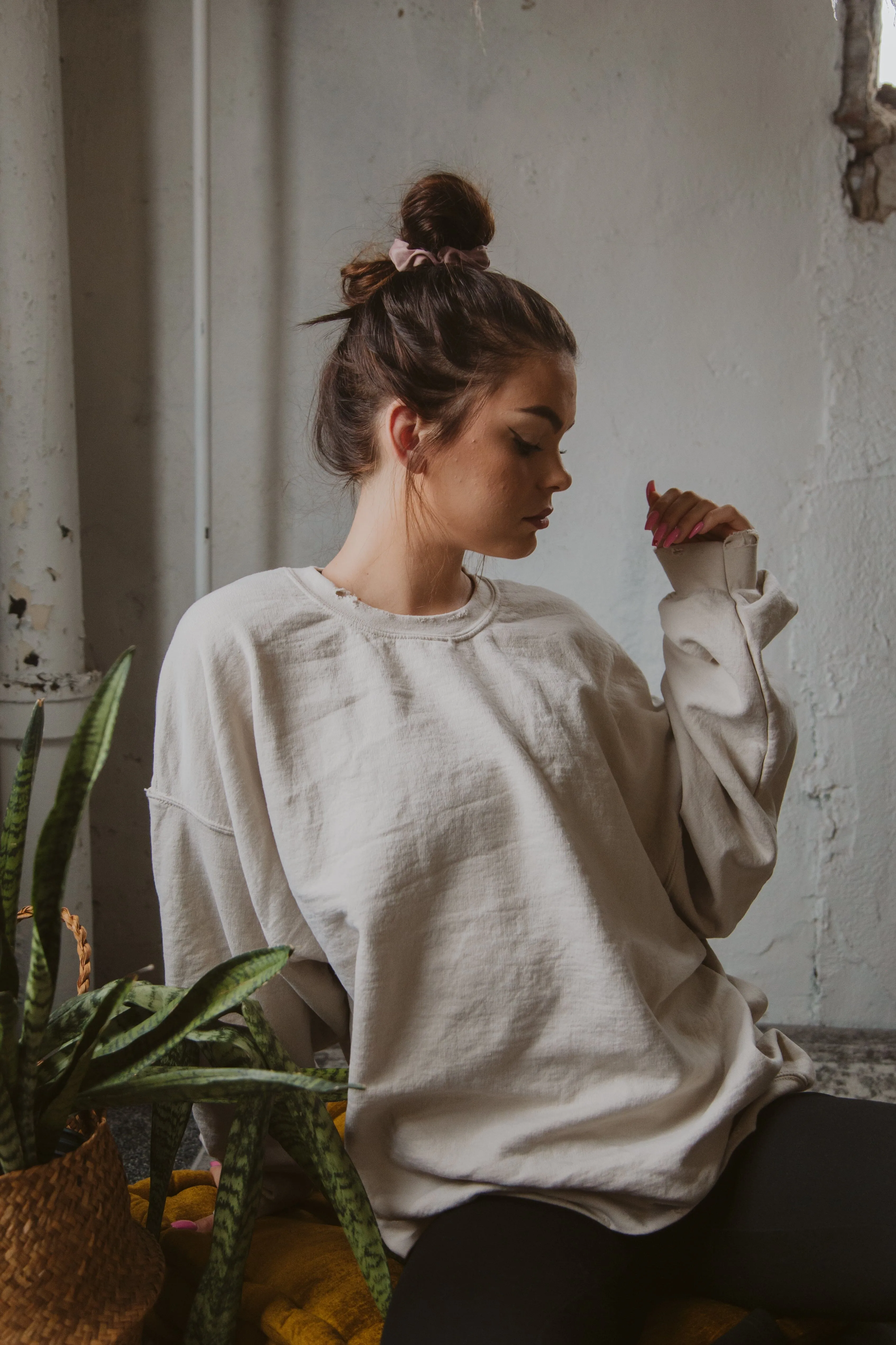 LivyLu Blank Thrifted Sand Sweatshirt