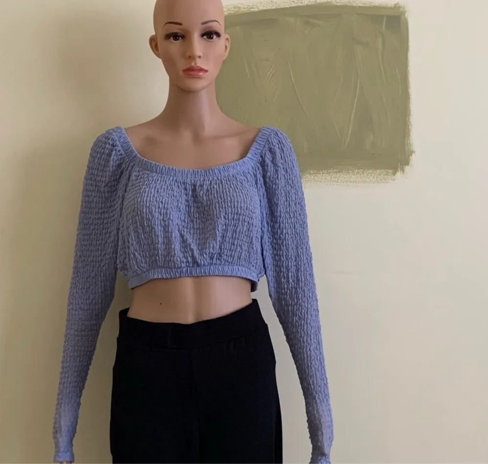 Long Sleeve Textured Crop Top