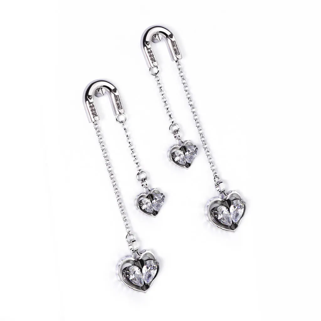 Love Song Long Earrings [White gems]