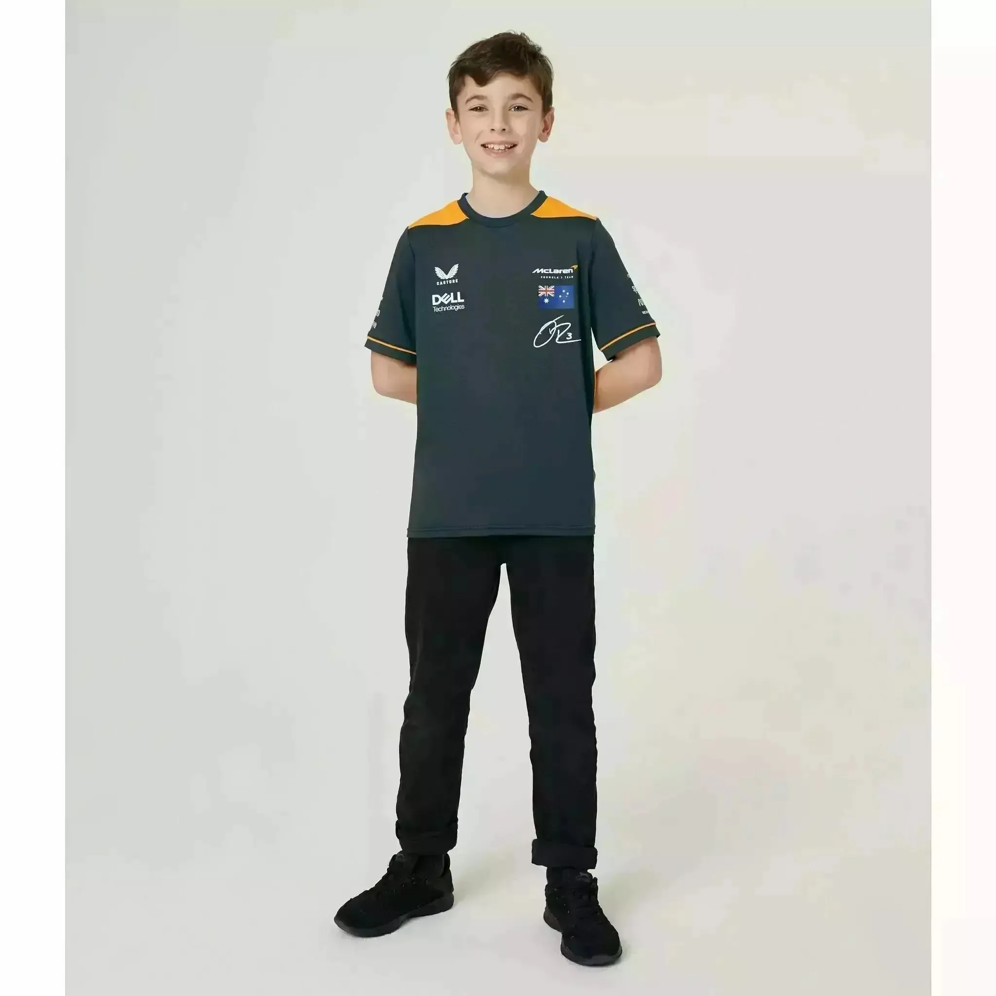 McLaren F1 Kids Daniel Ricciardo Replica Set Up T-Shirt- Youth Papaya/Phantom