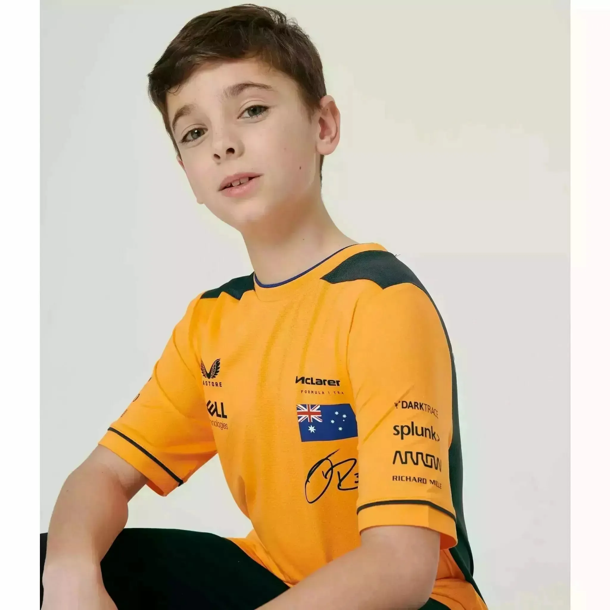 McLaren F1 Kids Daniel Ricciardo Replica Set Up T-Shirt- Youth Papaya/Phantom