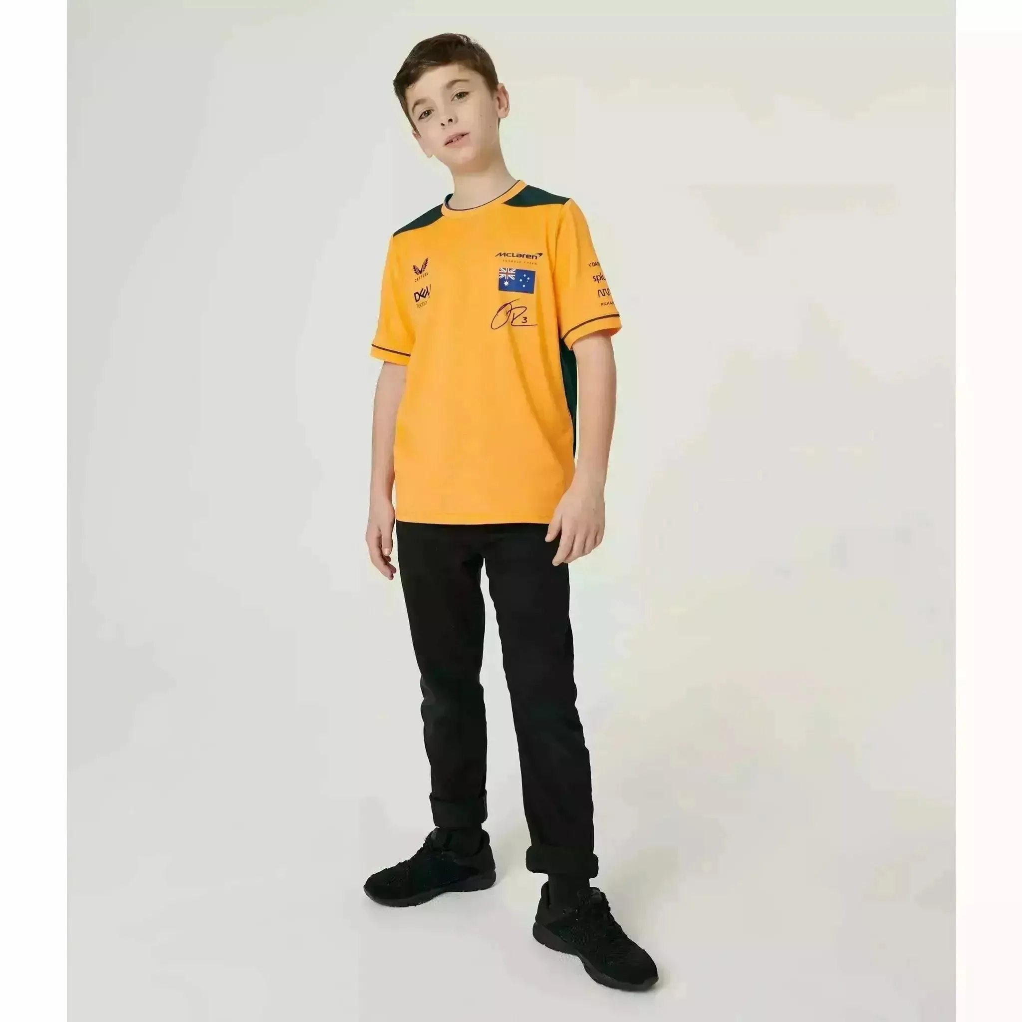 McLaren F1 Kids Daniel Ricciardo Replica Set Up T-Shirt- Youth Papaya/Phantom