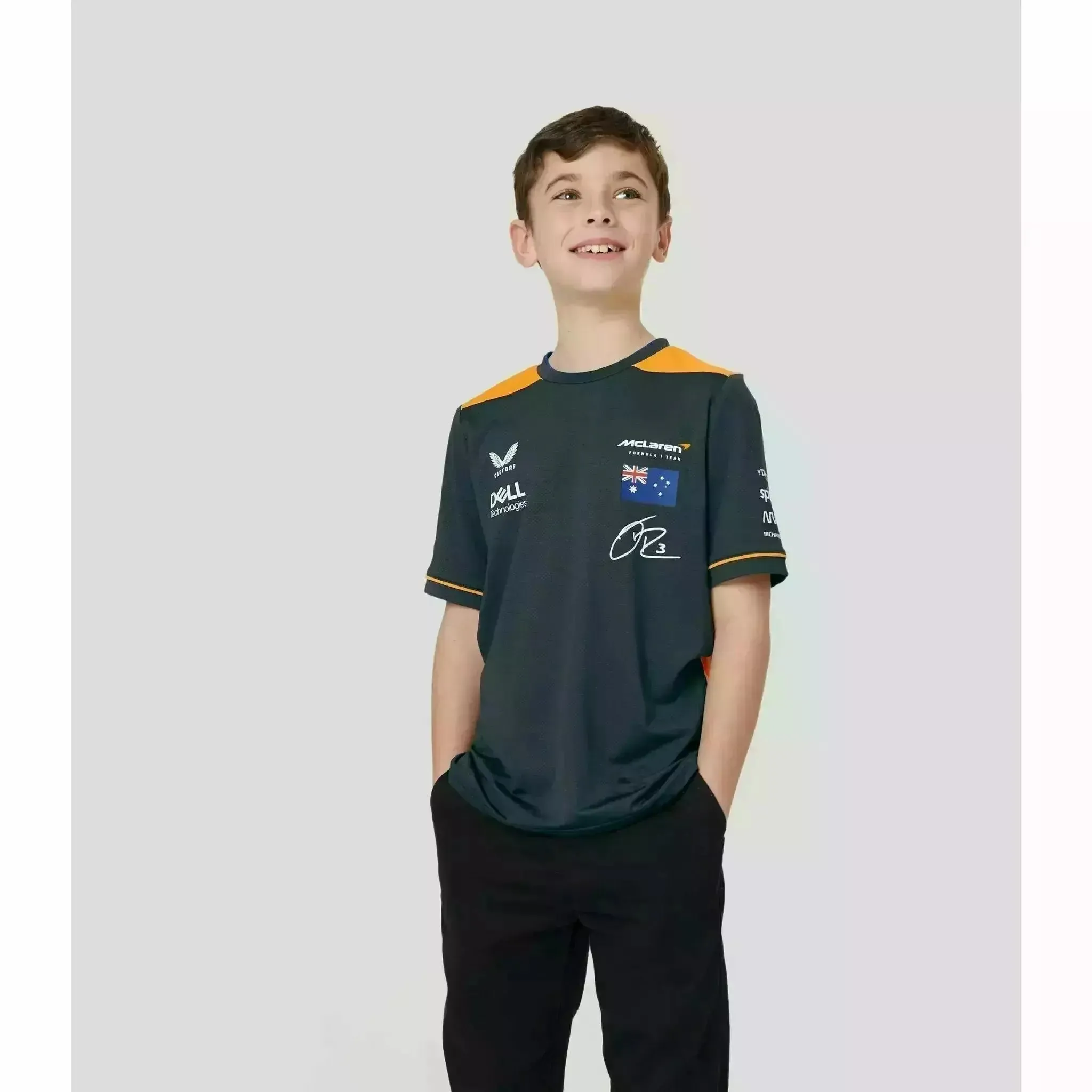 McLaren F1 Kids Daniel Ricciardo Replica Set Up T-Shirt- Youth Papaya/Phantom