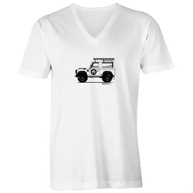 Medium White Land Rover - Mens V-Neck Tee - WAREHOUSE