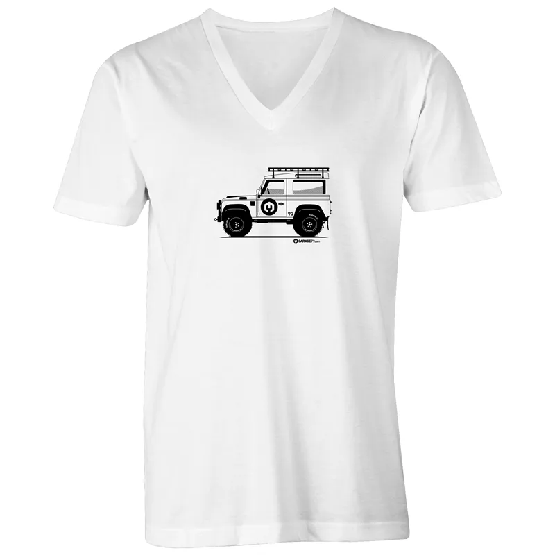 Medium White Land Rover - Mens V-Neck Tee - WAREHOUSE