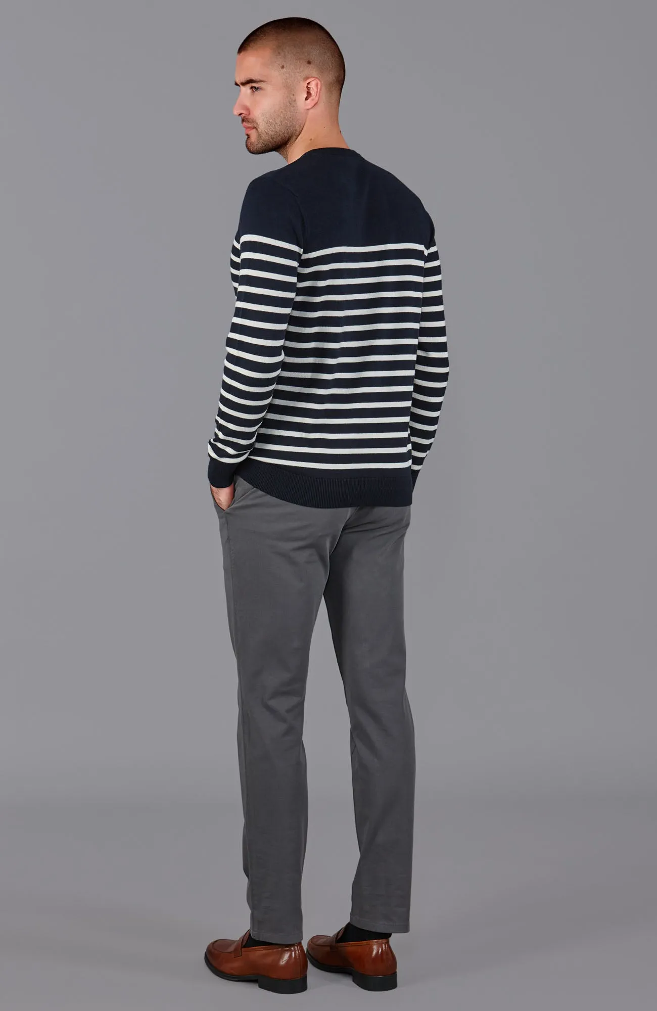 Mens Lightweight Cotton Striped Breton Sweater