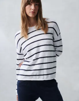 Minnie Top - White/Navy Stripe