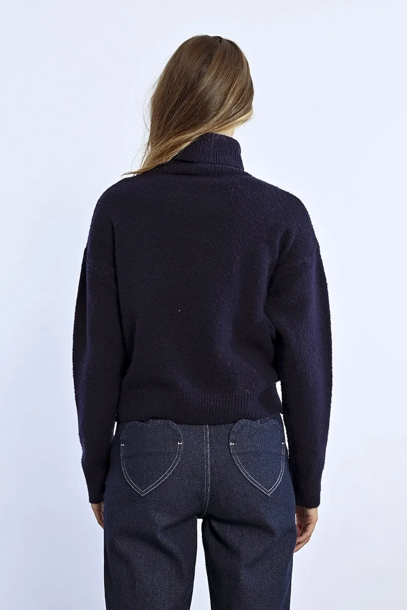 Molly Bracken Navy Turtleneck Jumper