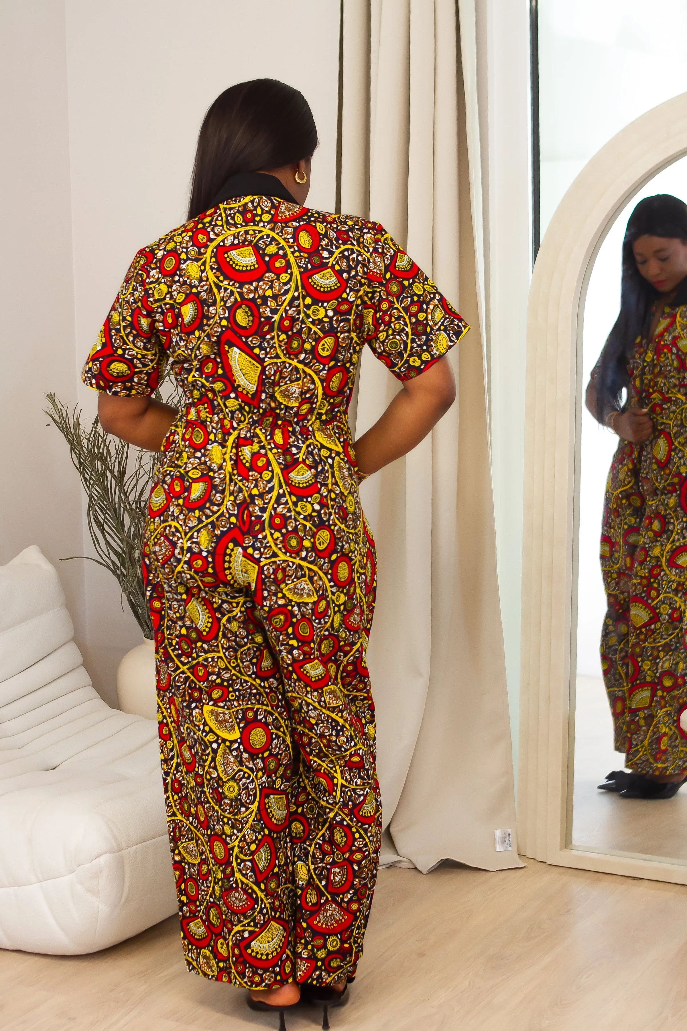 NEW IN AFRICAN PRINT SHORT SLEEVE JUMPSUIT - LYDIA