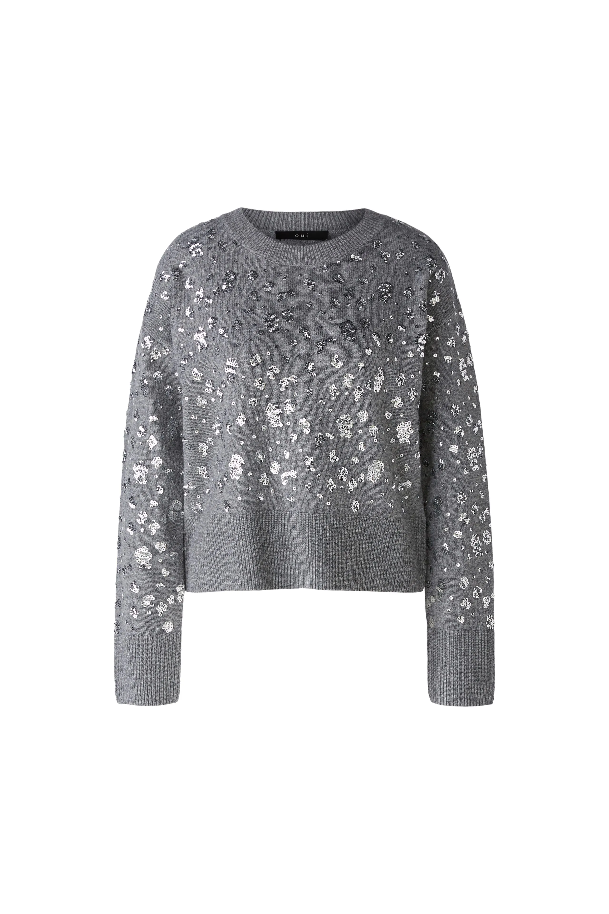 Oui Wool Blend Sparkly Jumper In Grey