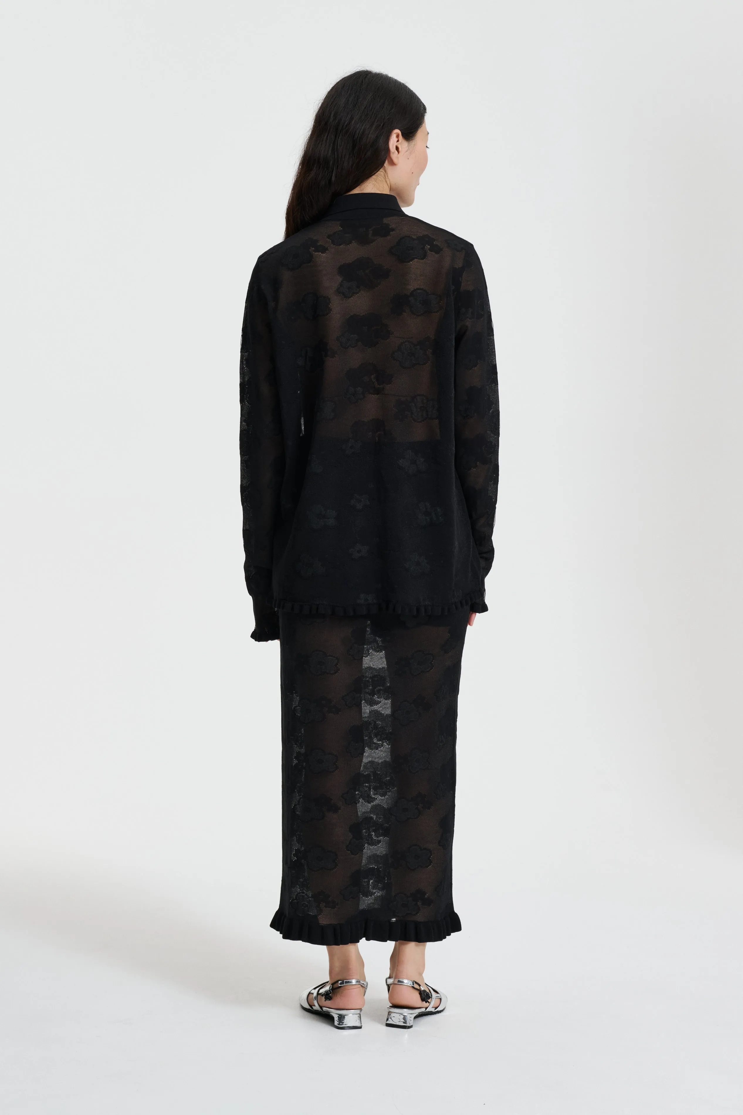 PETRA | CARDIGAN JACQUARD KNIT BLACK