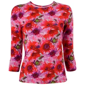 Printed Tee in Pink Poppies