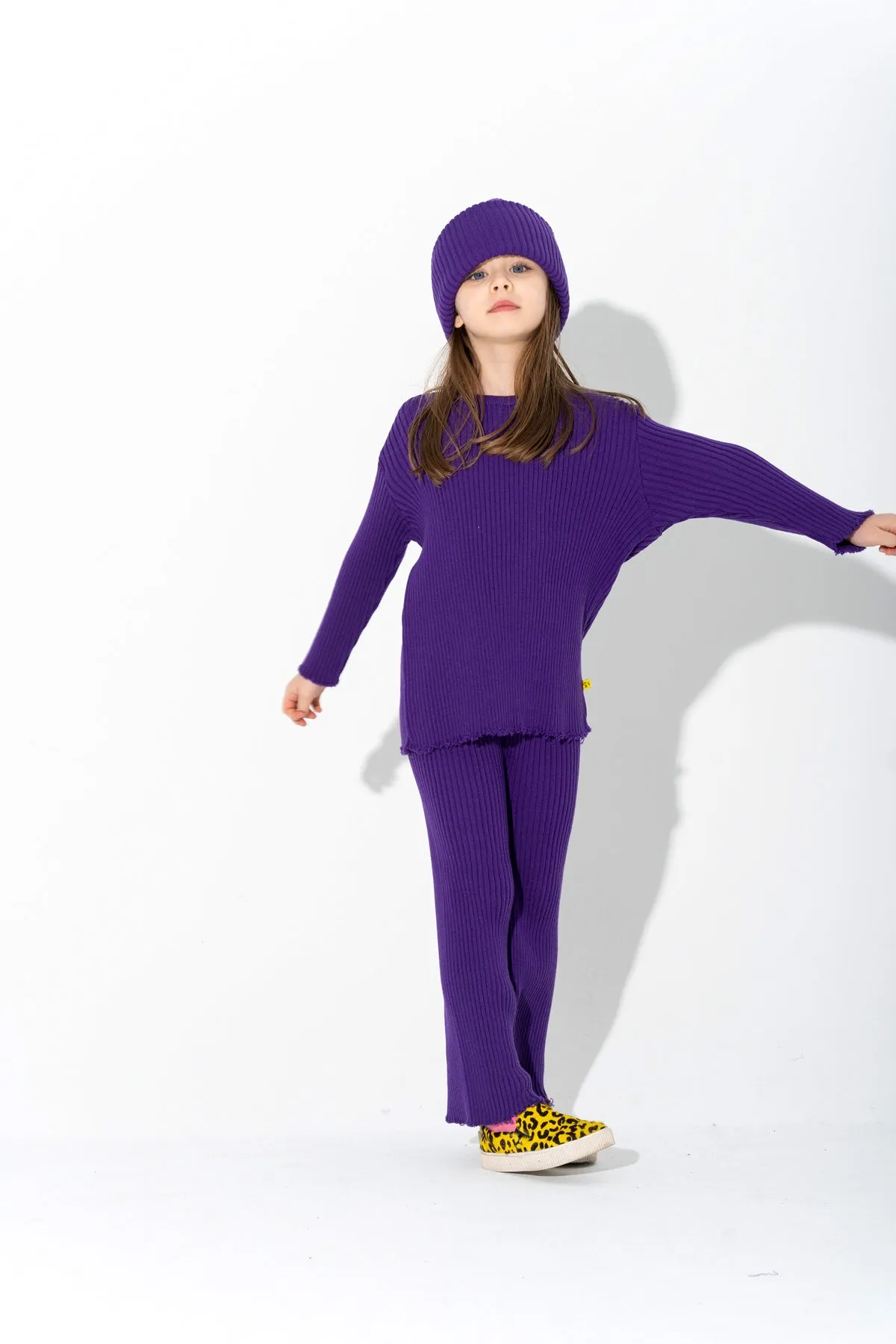 PURPLE MERINO KNIT TROUSERS