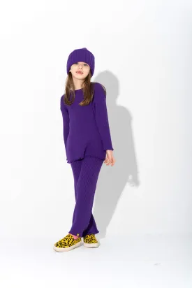 PURPLE MERINO KNIT TROUSERS