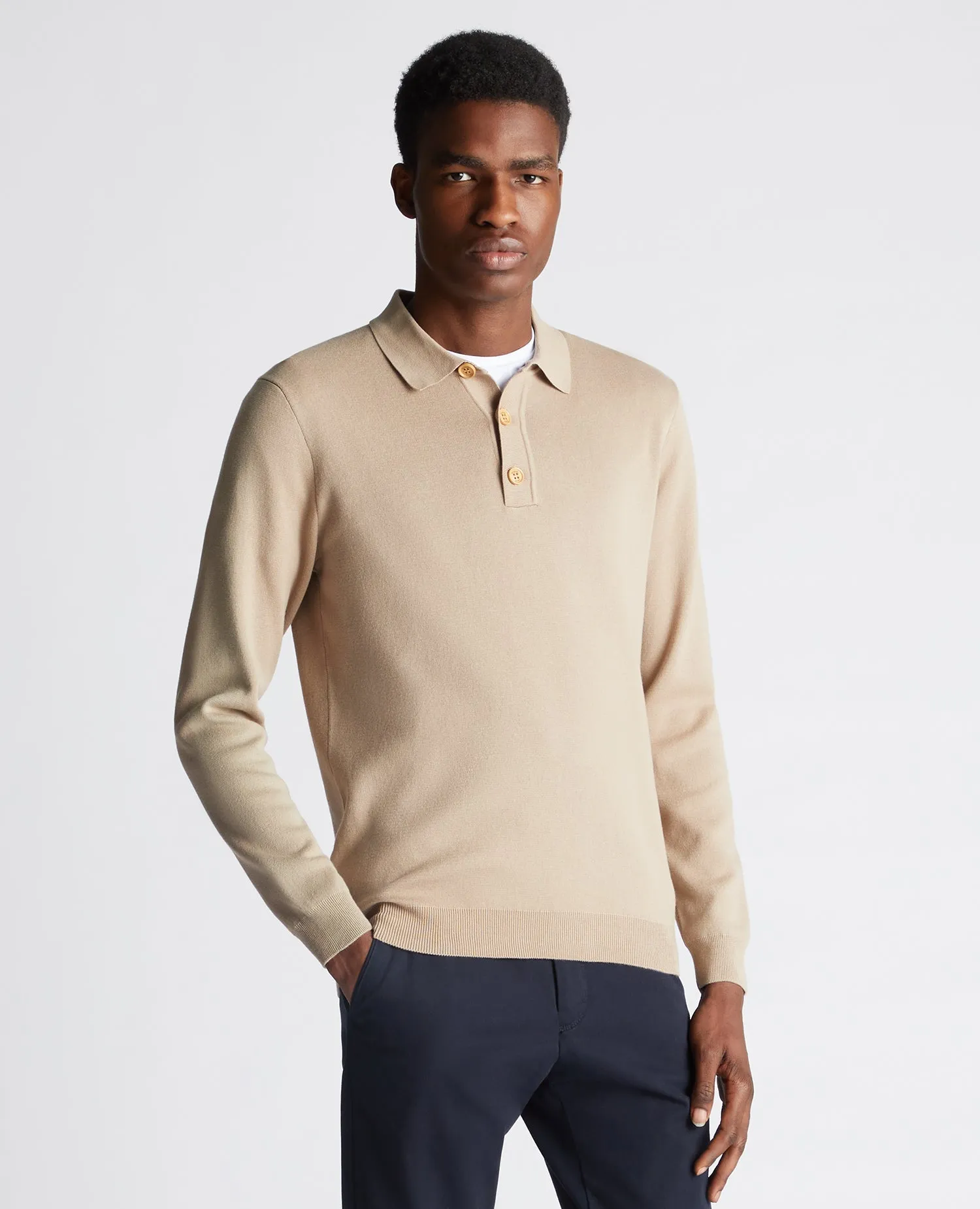 Relaxed Fit Long Sleeve Polo