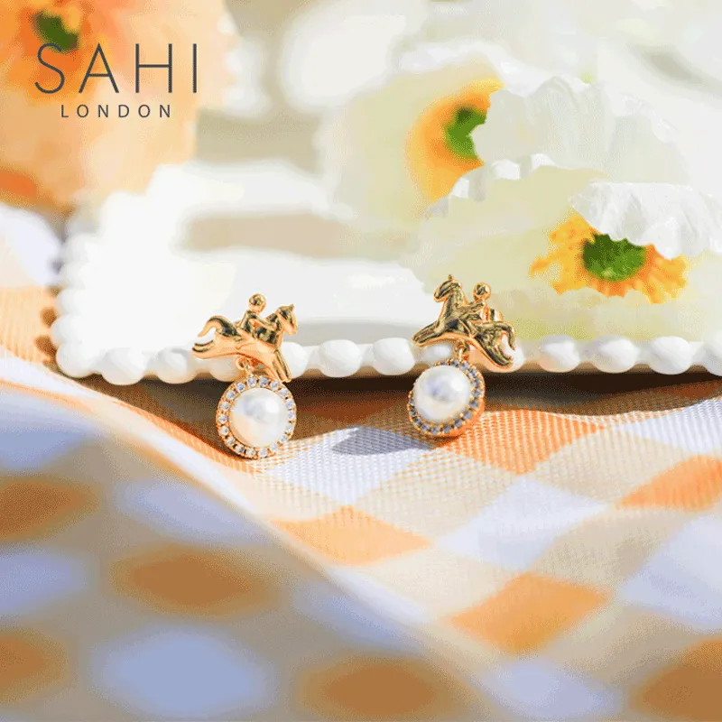 Sahi White Pearl Zircon Stones Crystal Drop Earring