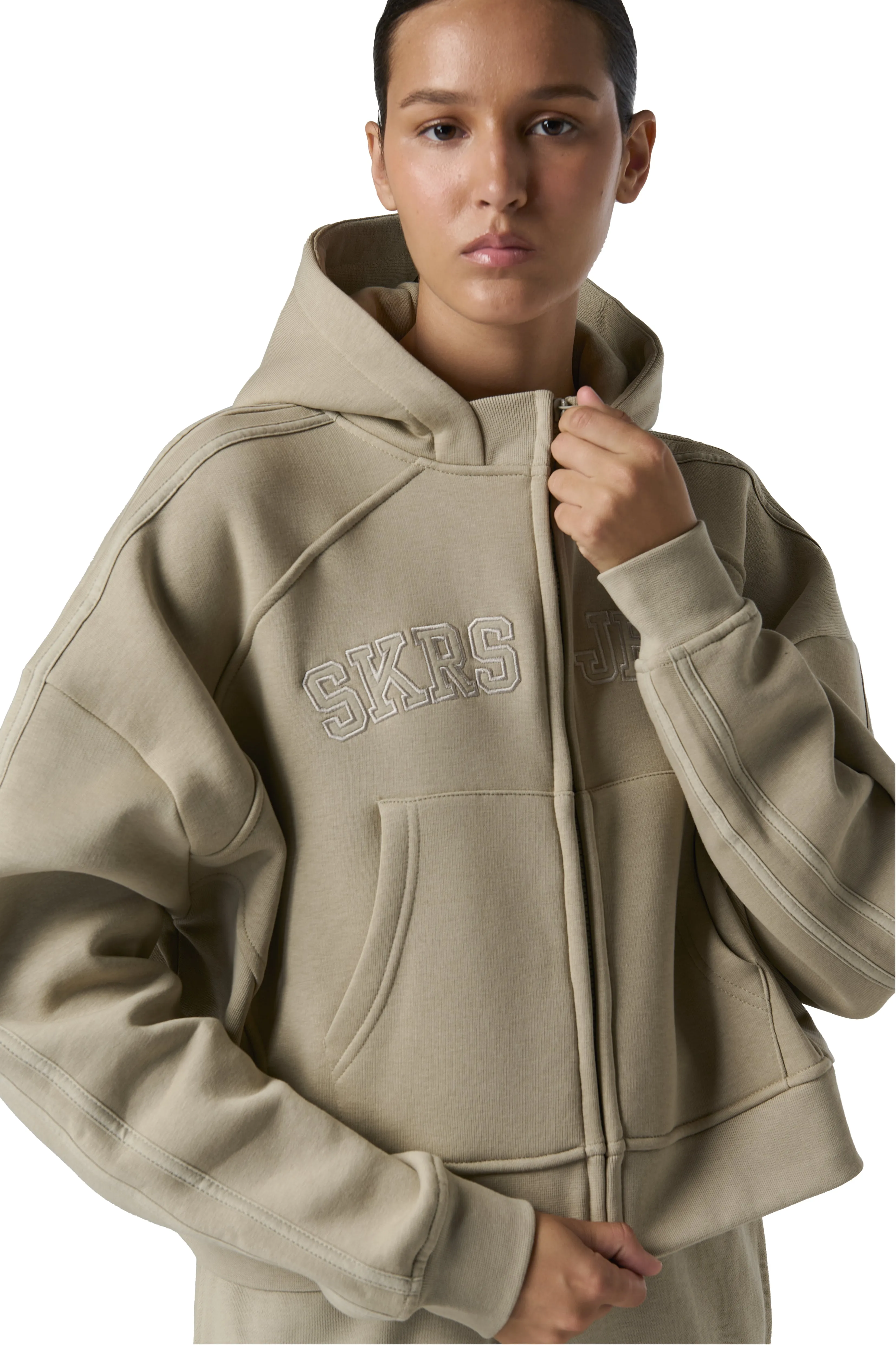 Series Boxy Zip Up in Bone