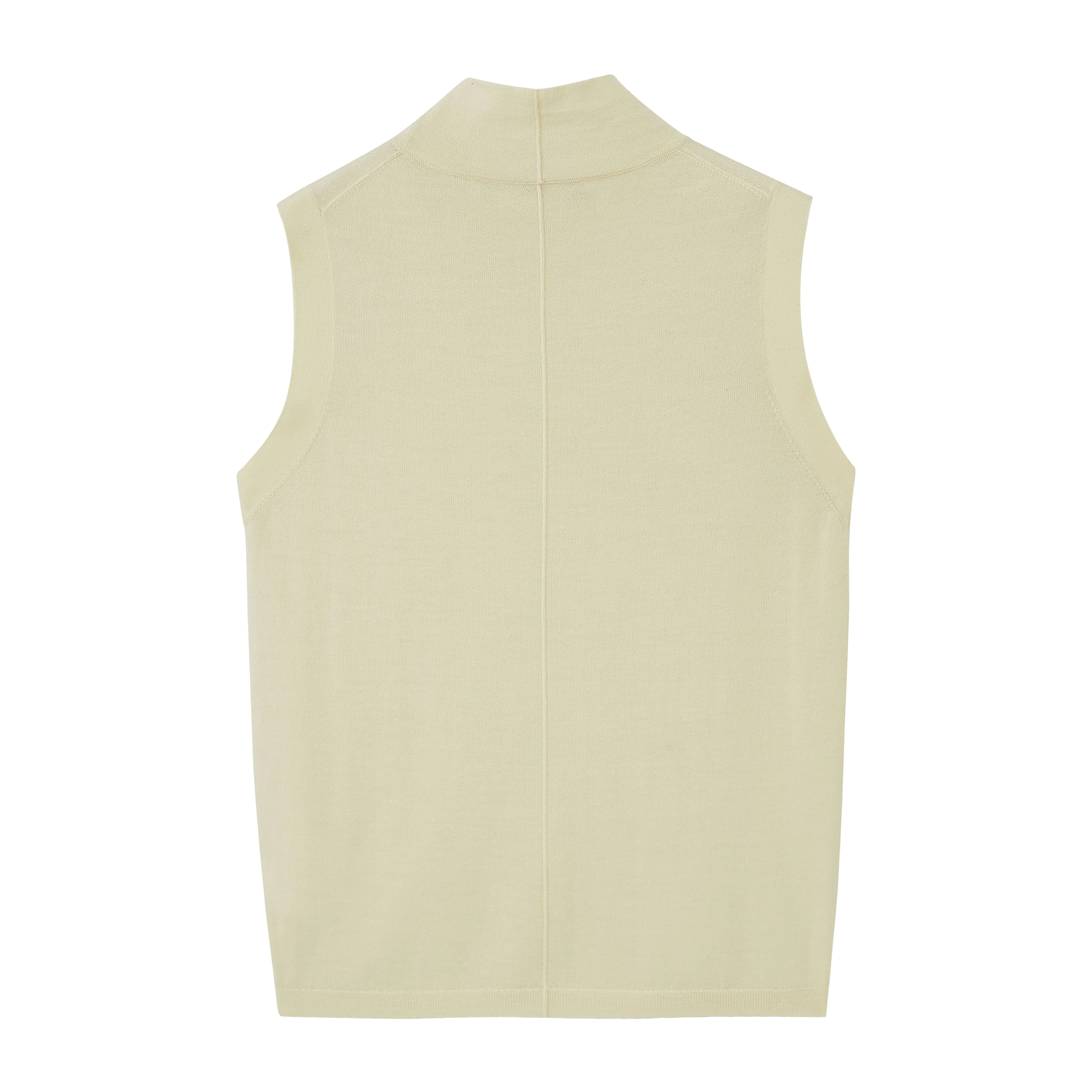 Silky Wool Mock Neck Sleeveless Sweater