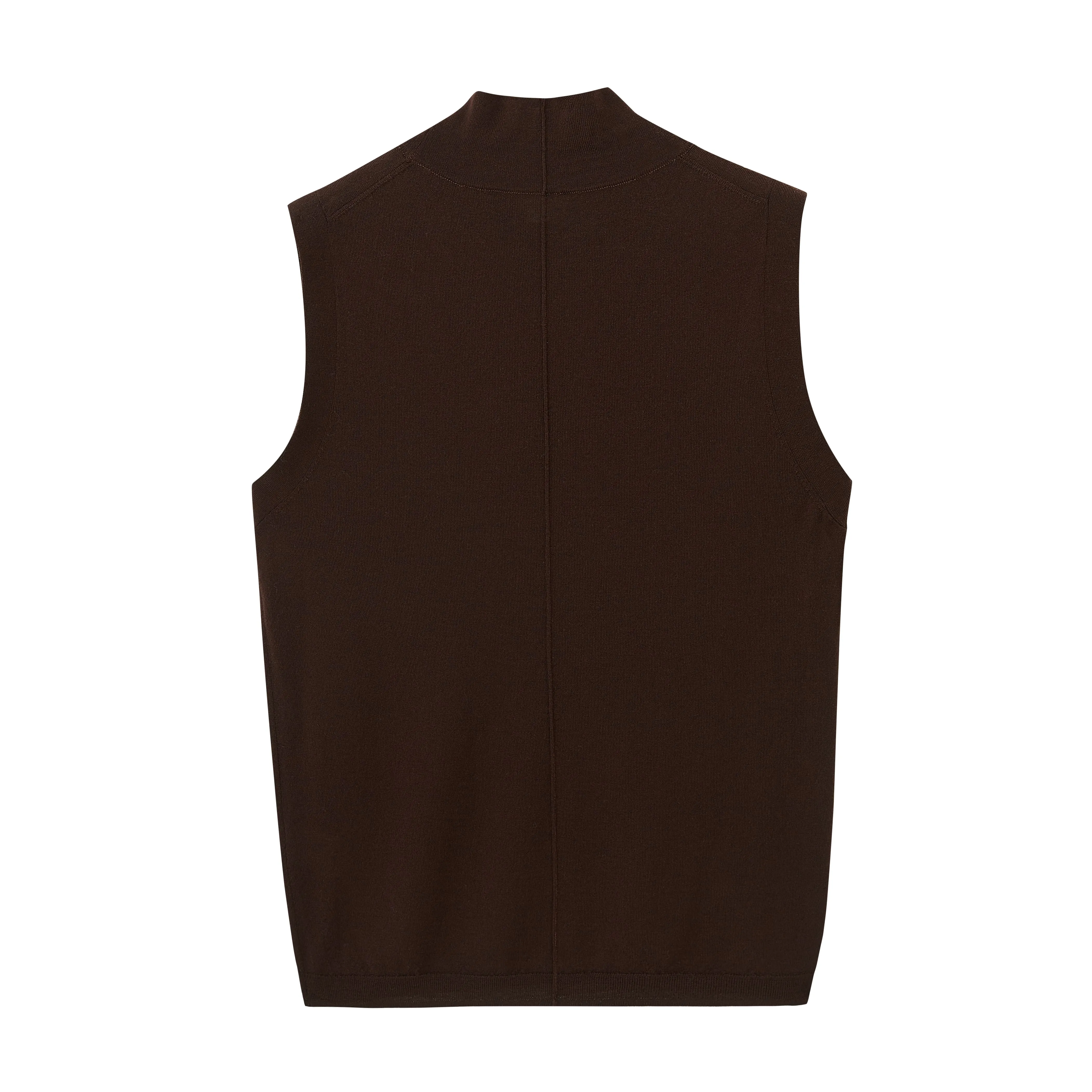 Silky Wool Mock Neck Sleeveless Sweater