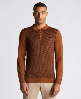 Slim Fit Merino Wool-Blend Long Sleeve Knitted Polo