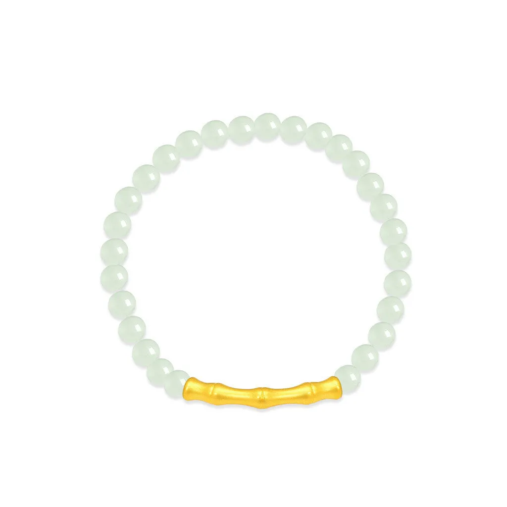 TAKA Jewellery 999 Pure Gold Bamboo Charm with Beads Bracelet