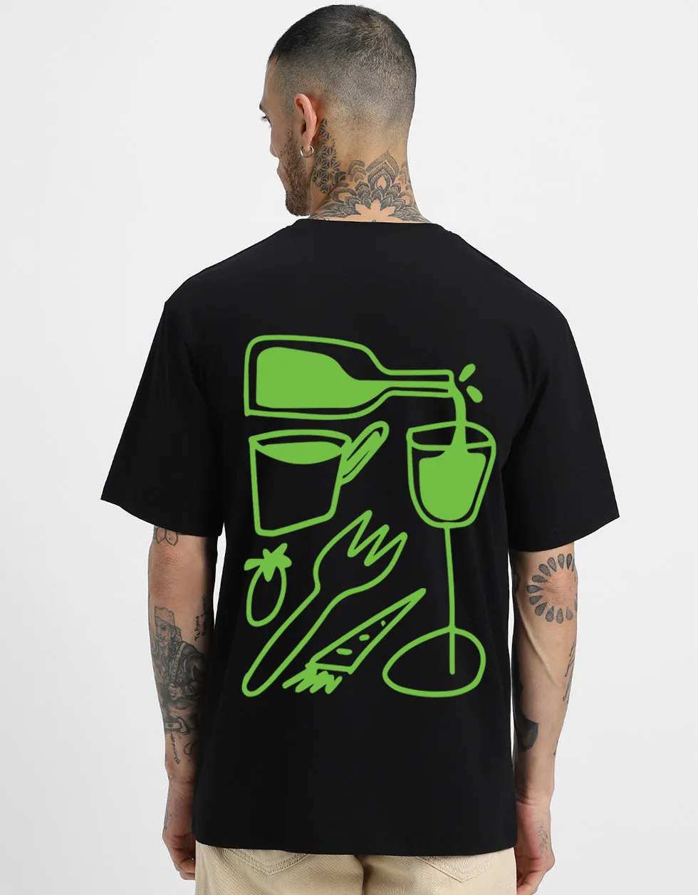 TASTE OF MAGIC Black Back Oversized Graphic Printed Tshirt