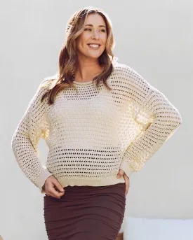 Valerie Maternity Crochet Sweater Beige