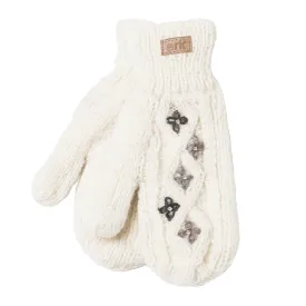 White Mittens, Warm Fleece mitts, wool, hand knit, fleece lined Cozy,