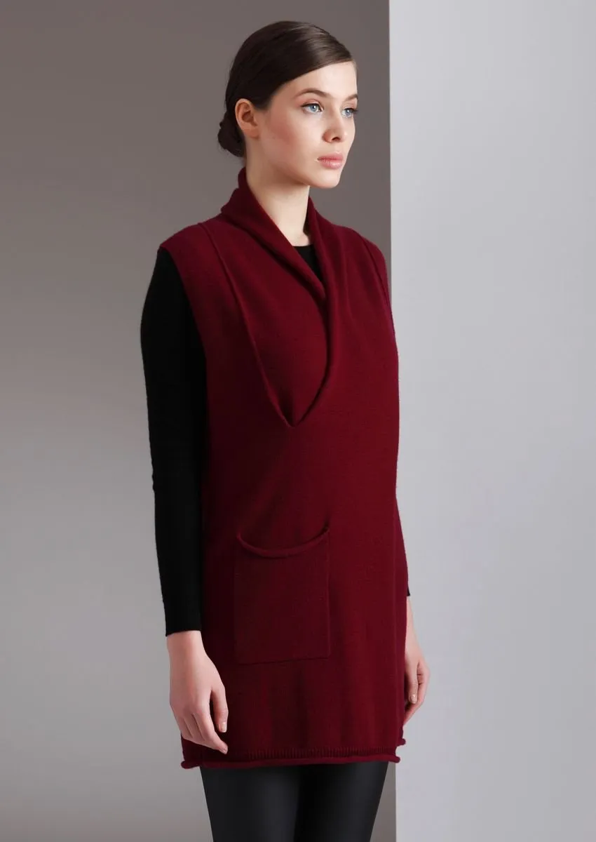 women's cashmere long waistcoat