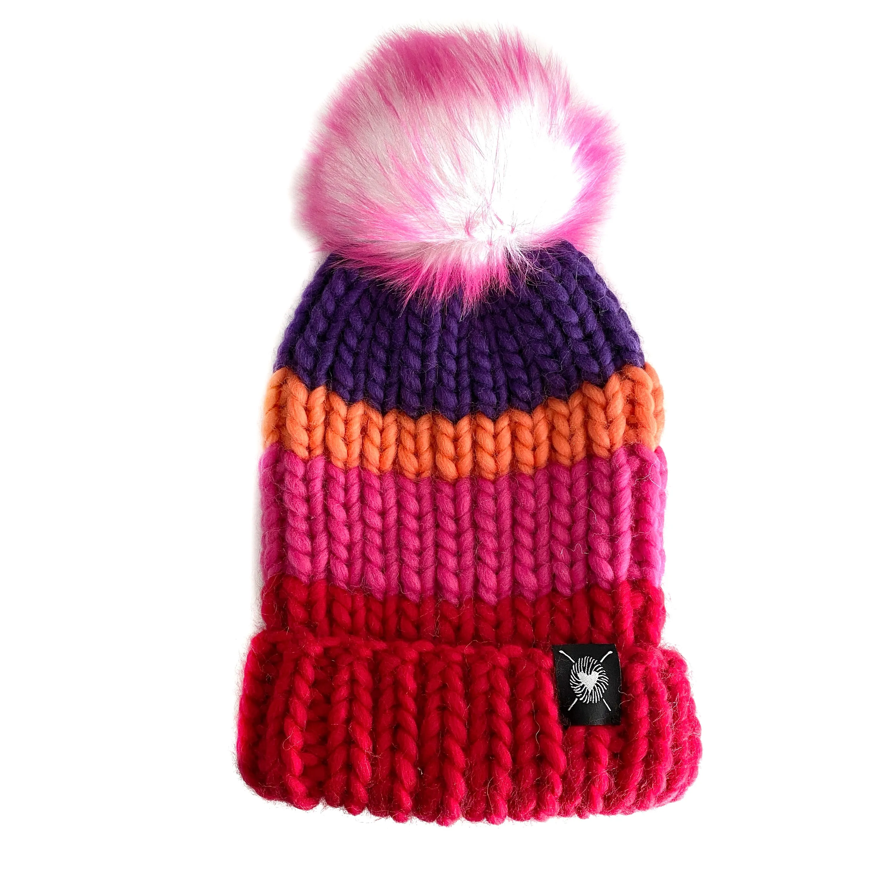 Zero Waste : Merino Folded Brim Faux Fur Pom-Pom Beanie