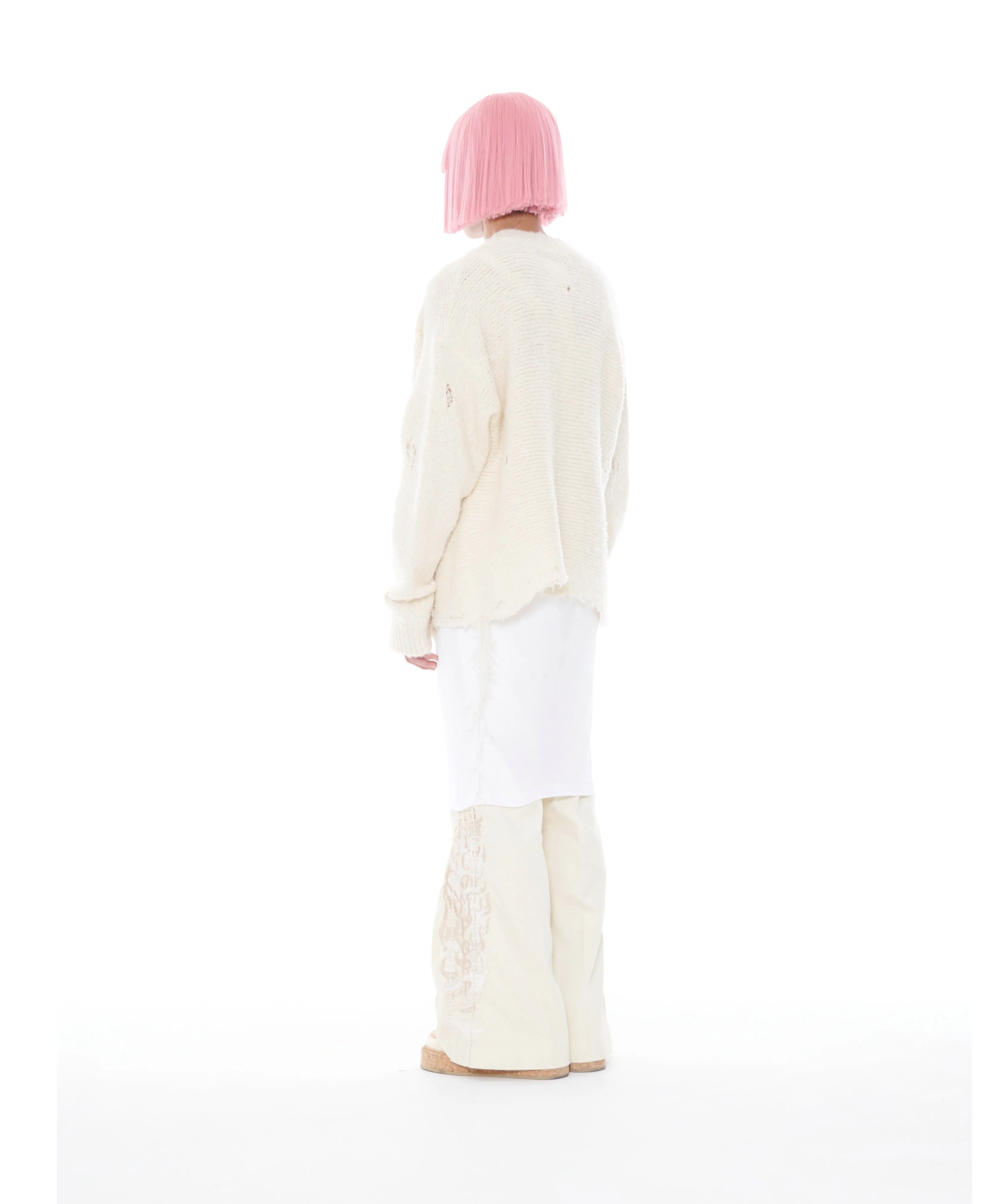 ZIP UP FUR YARN CARDIGAN "WHITE"