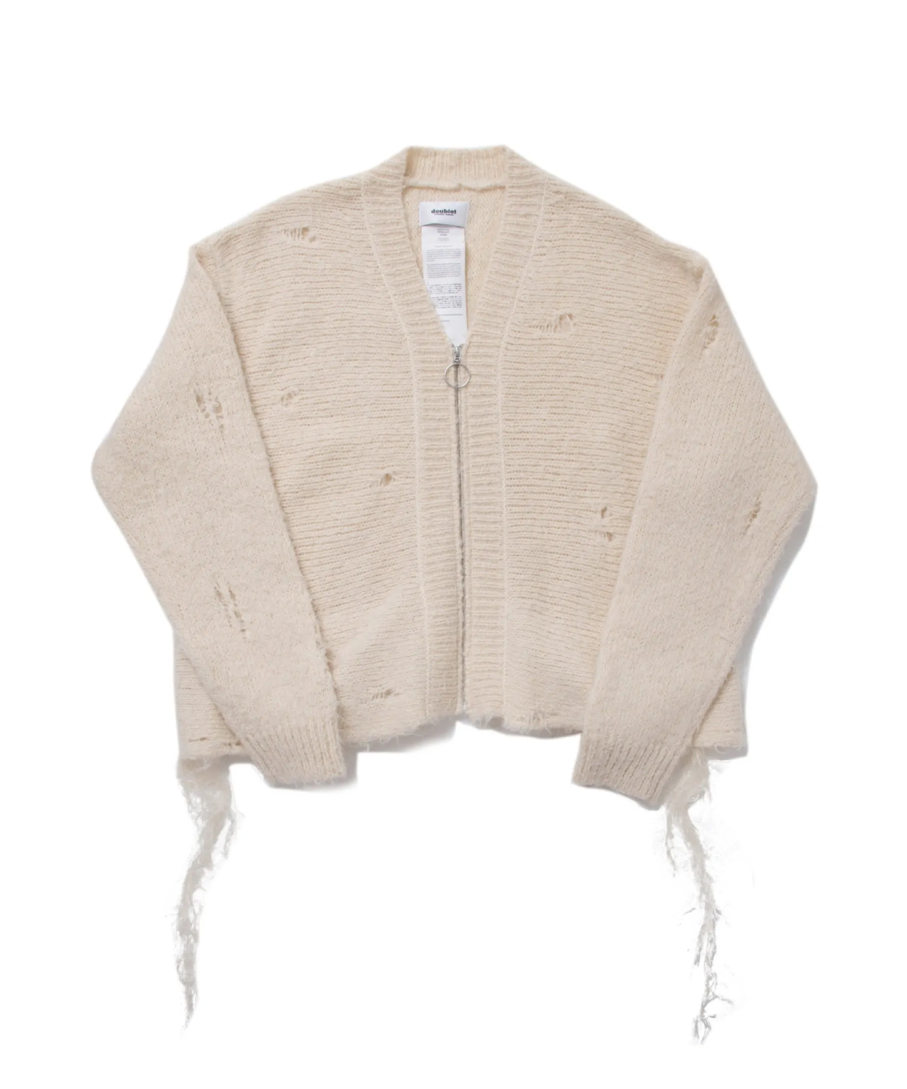 ZIP UP FUR YARN CARDIGAN "WHITE"